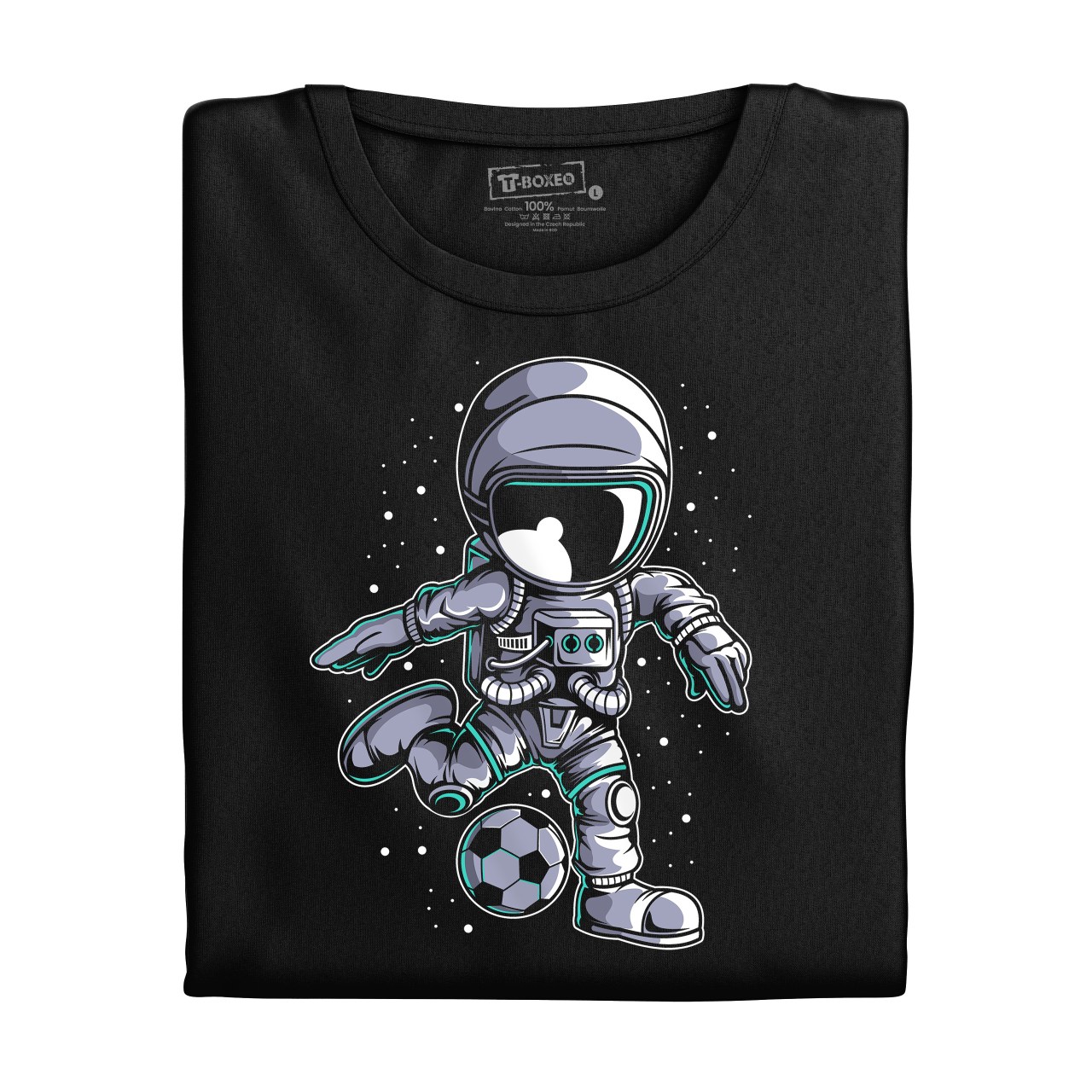 Pánské tričko s potiskem “Astronaut fotbalista před výkopem”