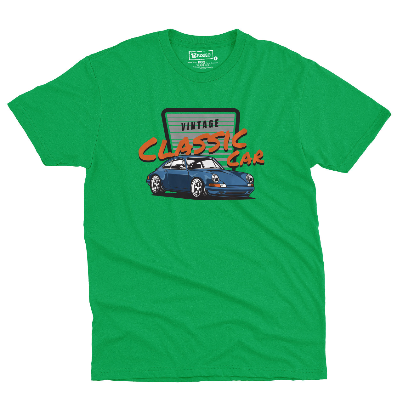 Pánské tričko s potiskem “Vintage Classic Car, modré Porsche"