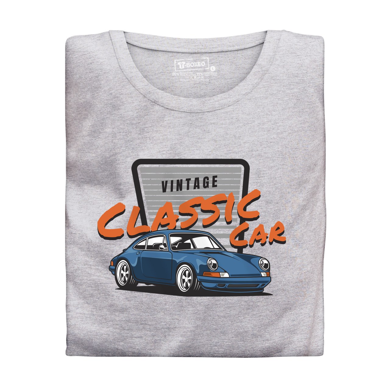 Pánské tričko s potiskem “Vintage Classic Car, modré Porsche"