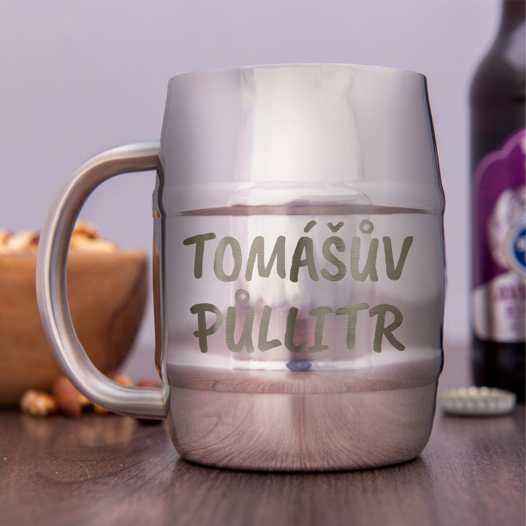 Nerezový chladicí "půllitr" Manboxeo s vlastním potiskem 400 ml - lesklý