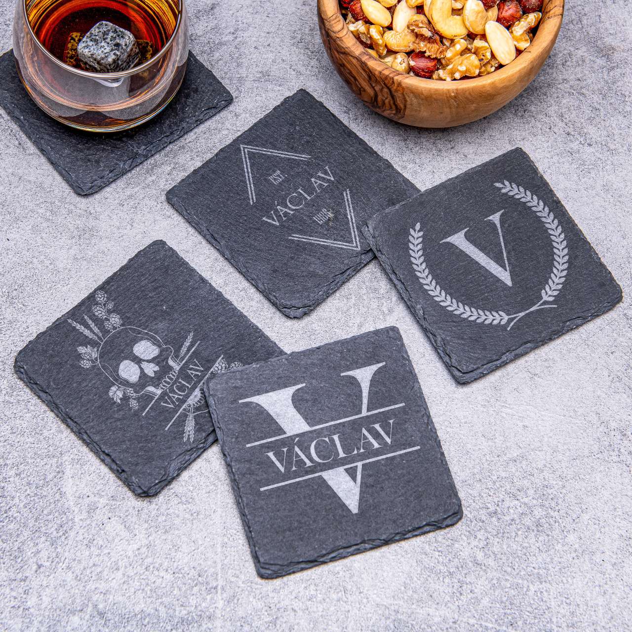 Bedna pro whiskaře EXCLUSIVE + podtácky s gravírováním
