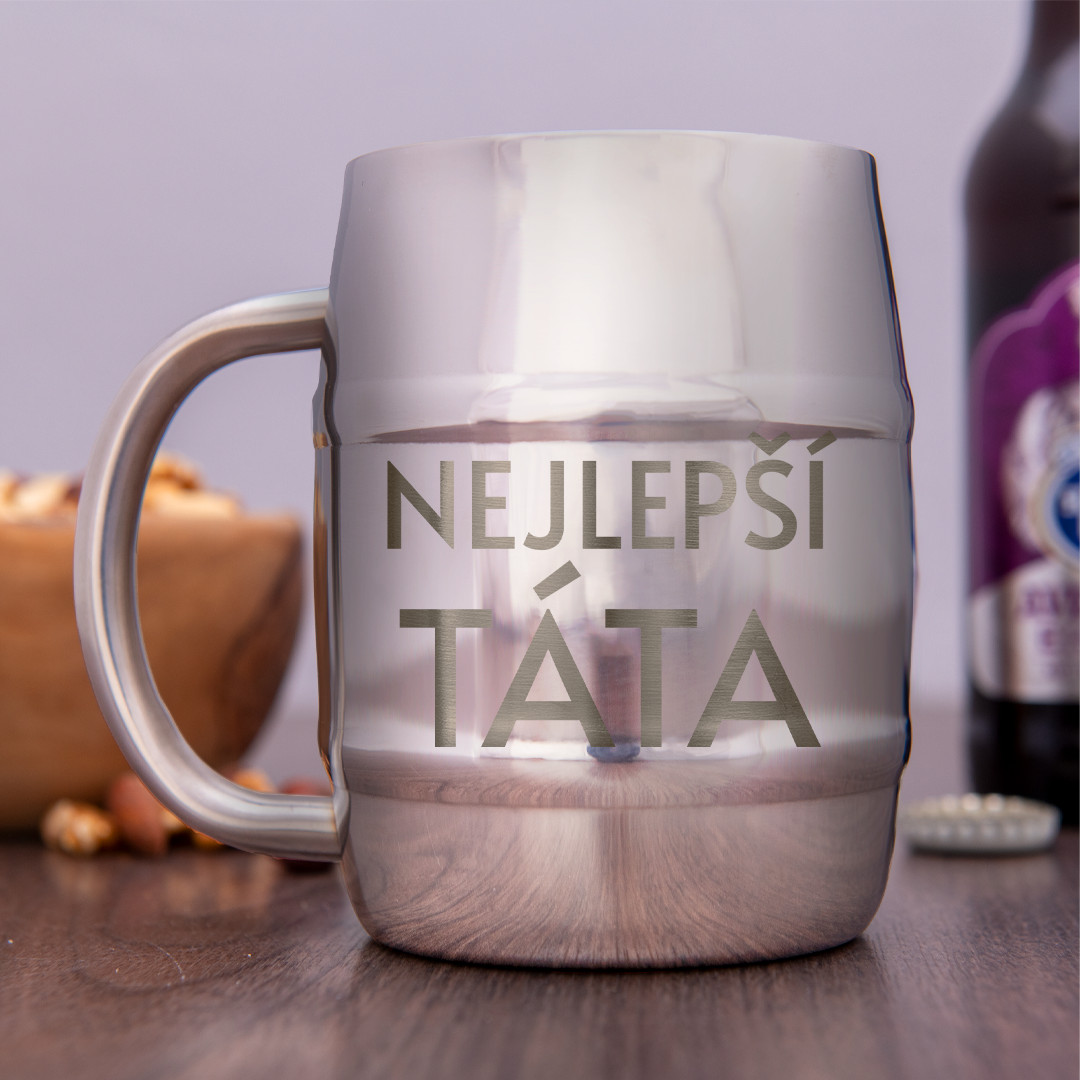 Nerezový chladicí "půllitr" Manboxeo s vlastním potiskem 400 ml - lesklý
