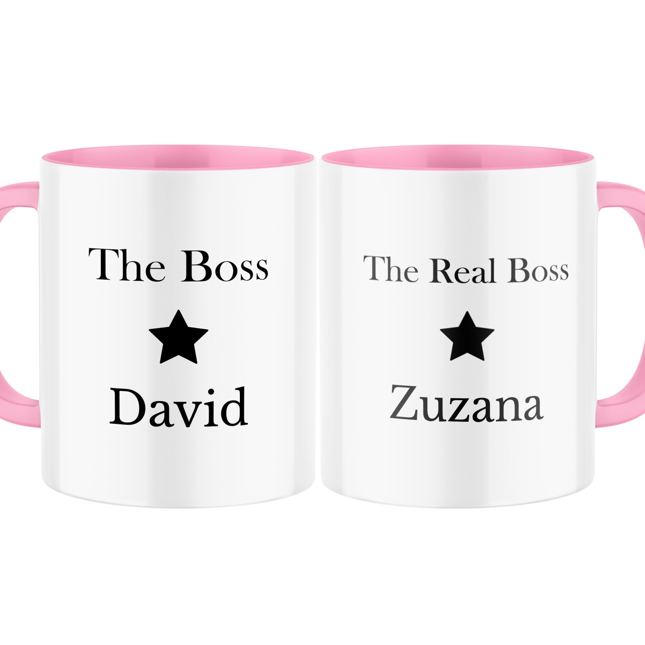 Keramické hrnky s potiskem "The Boss", "The Real Boss" se jménem