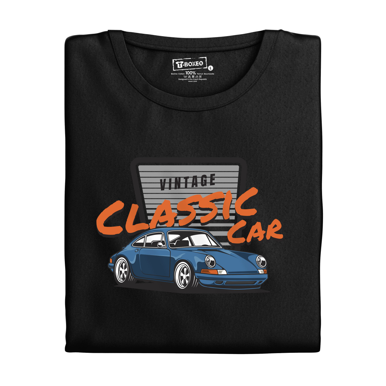 Pánské tričko s potiskem “Vintage Classic Car, modré Porsche"