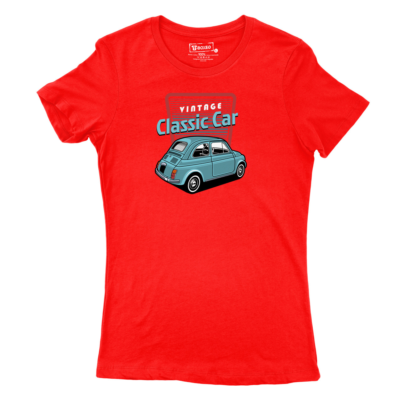 Dámské tričko s potiskem "Vintage Classic Car, Fiat 500"