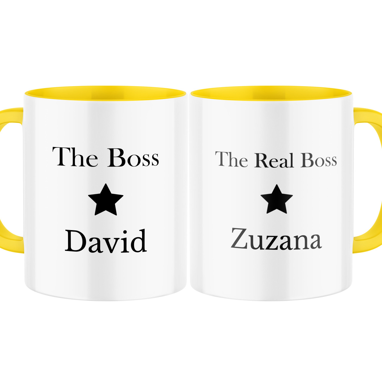 Keramické hrnky s potiskem "The Boss", "The Real Boss" se jménem