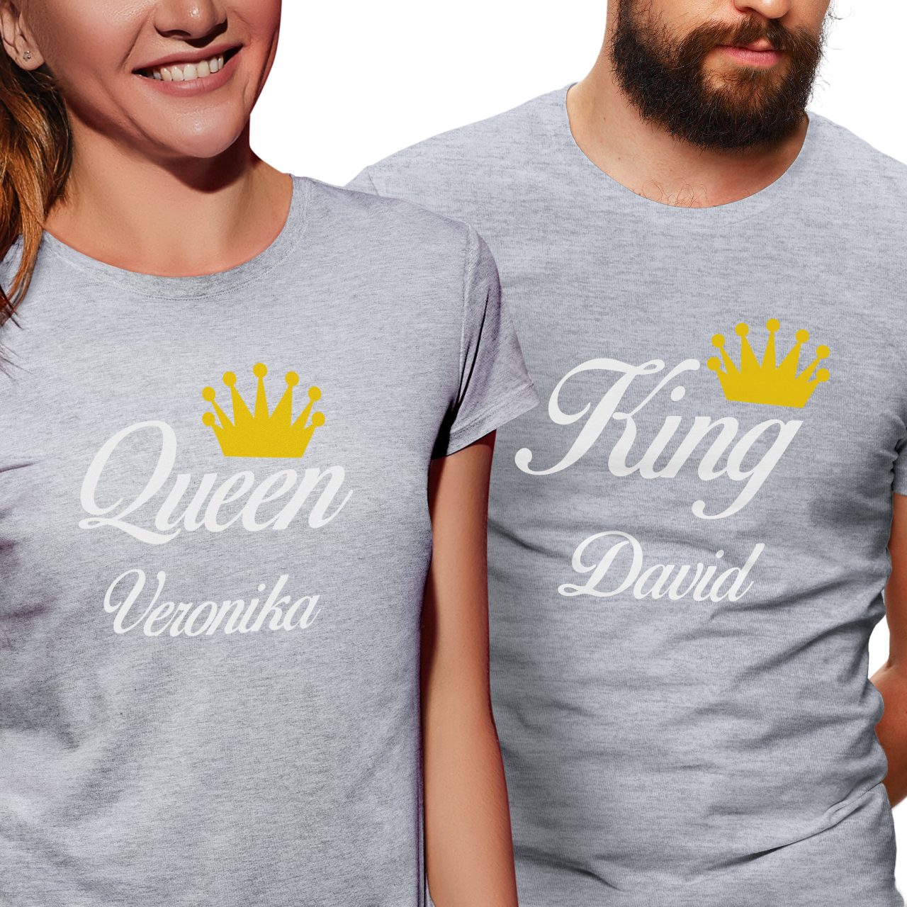 Trička pro páry “King, Queen” se jmény
