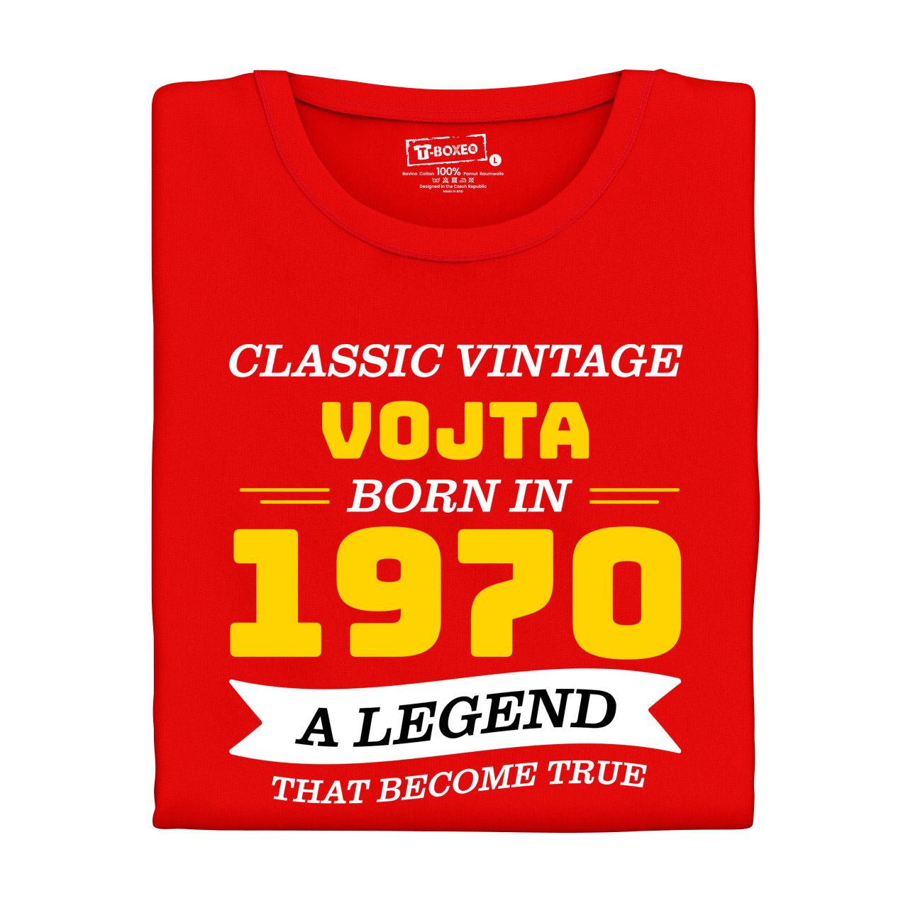 Pánské tričko s potiskem “Classic Vintage” s vlastním jménem a rokem narození