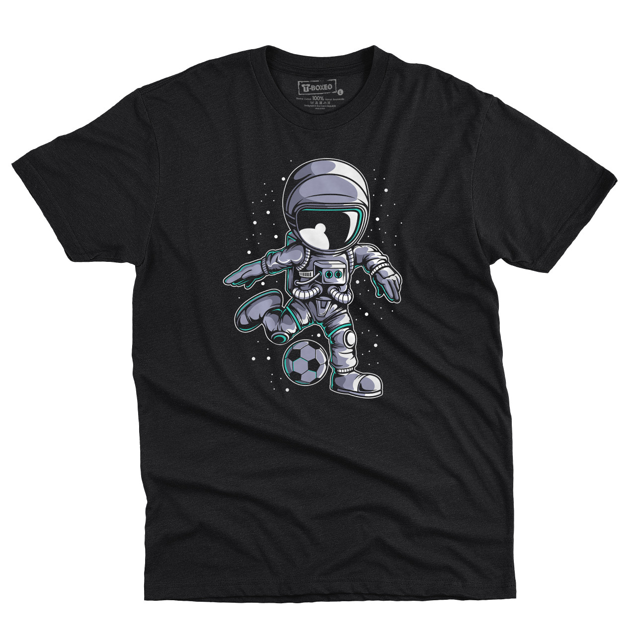 Pánské tričko s potiskem “Astronaut fotbalista před výkopem”