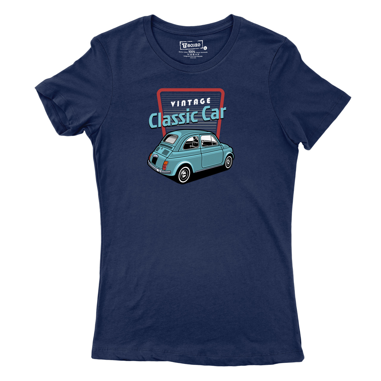 Dámské tričko s potiskem "Vintage Classic Car, Fiat 500"