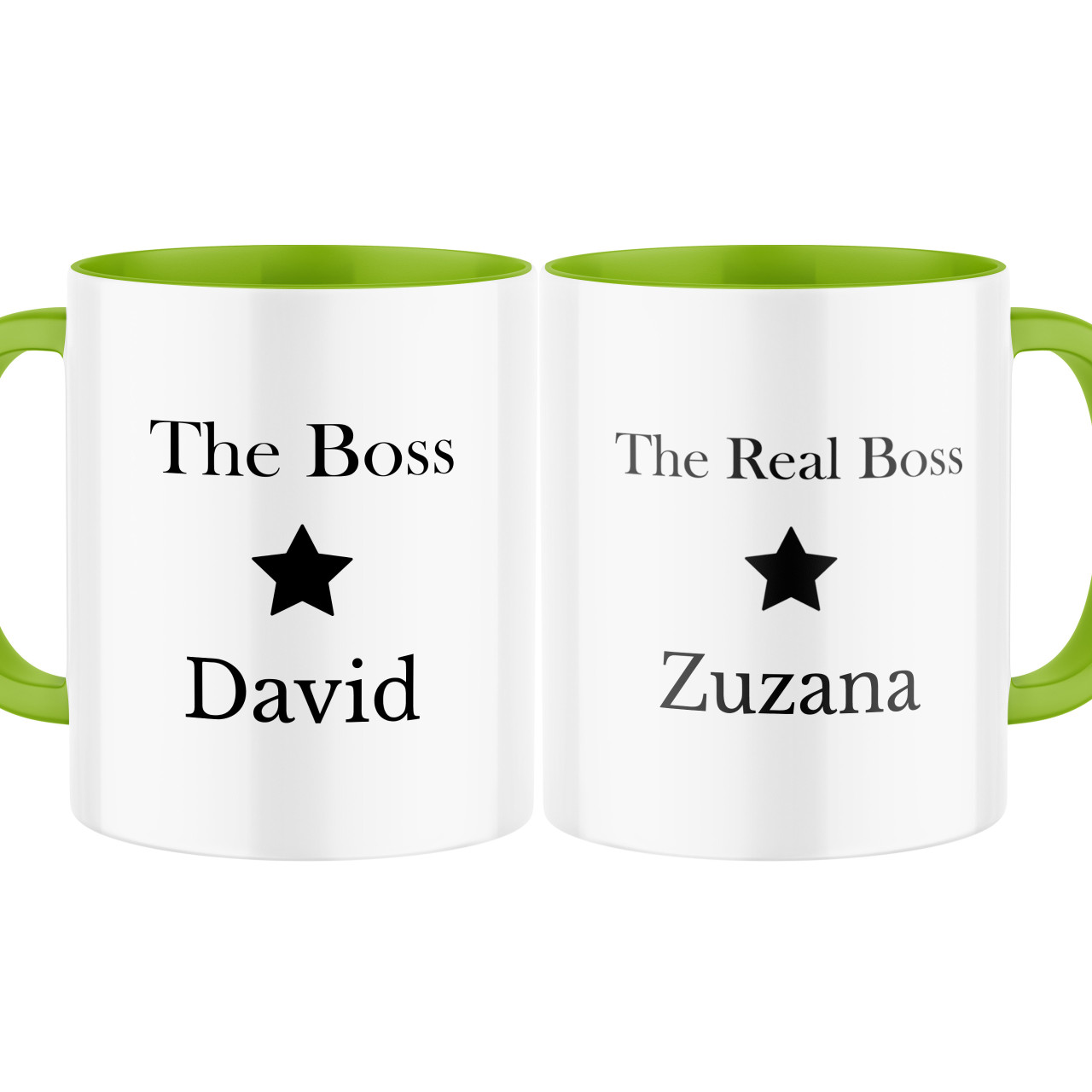 Keramické hrnky s potiskem "The Boss", "The Real Boss" se jménem