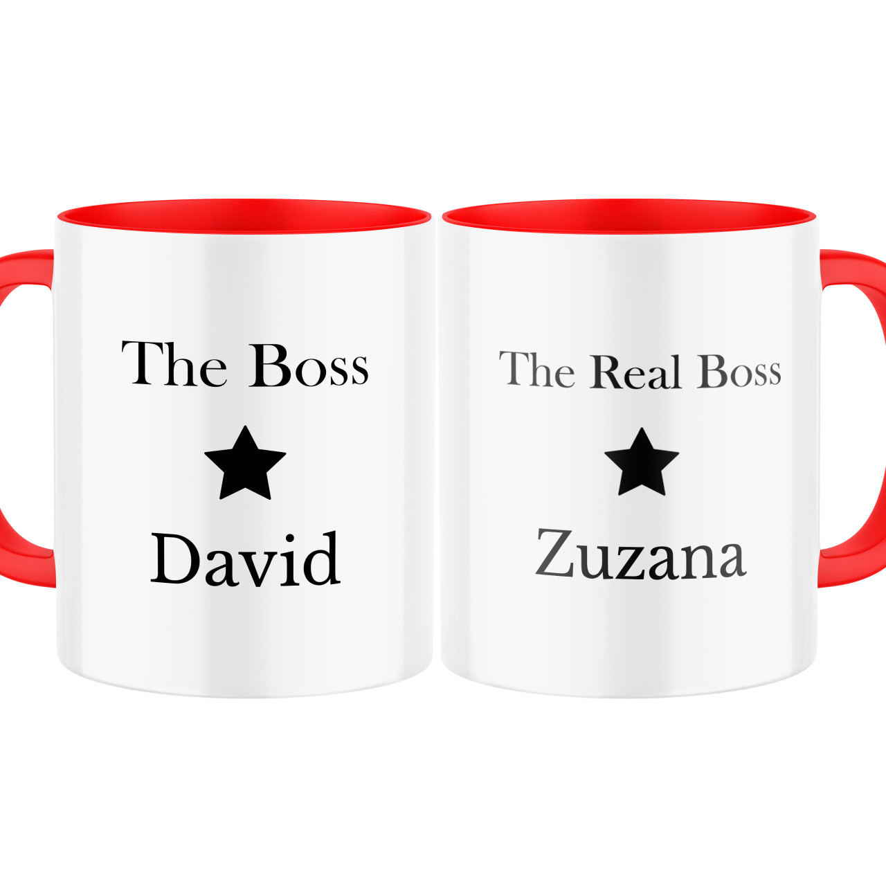Keramické hrnky s potiskem "The Boss", "The Real Boss" se jménem