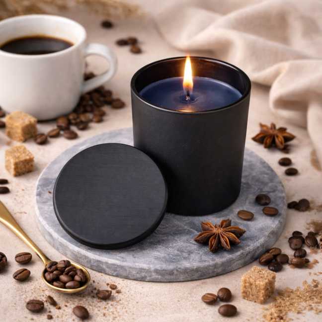 Černá vonná svíčka v krabičce 130g - COFFEE