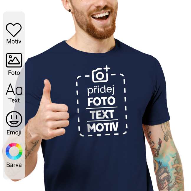 Pánské tričko s vlastní fotografií a textem