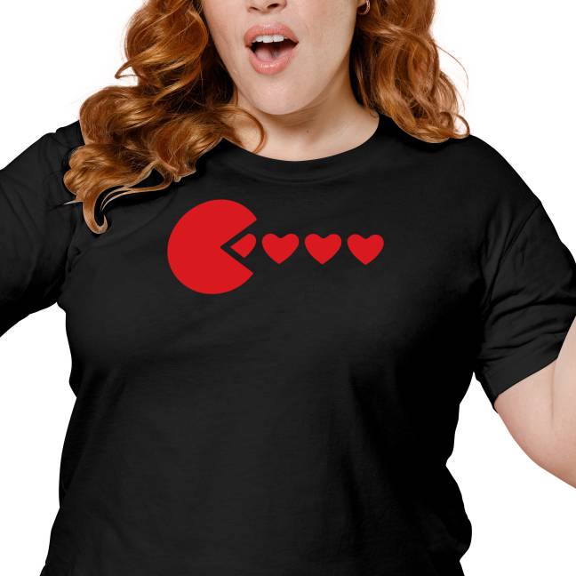 Dámské tričko s potiskem “Pacman se srdíčky - červený”