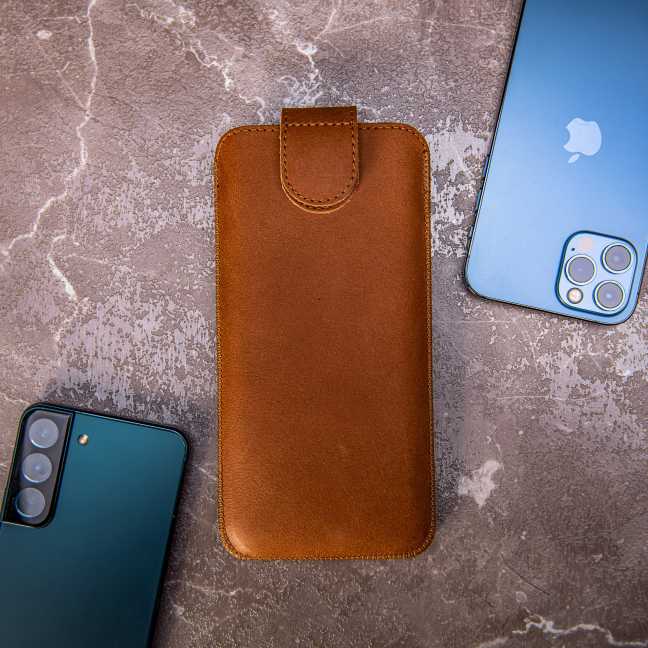 Univerzální pouzdro na mobil z pravé kůže