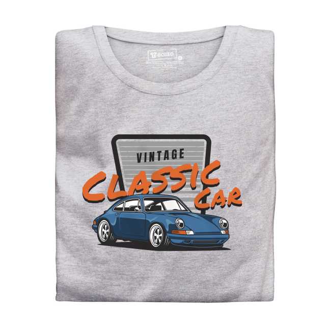 Pánské tričko s potiskem “Vintage Classic Car, modré Porsche"