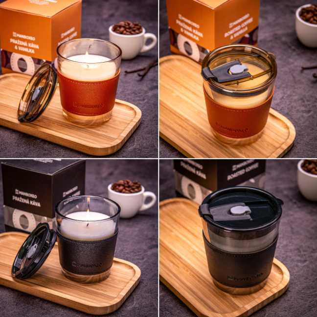 Výhodná sada svíček 2v1 v kávové sklenici 2x230 g