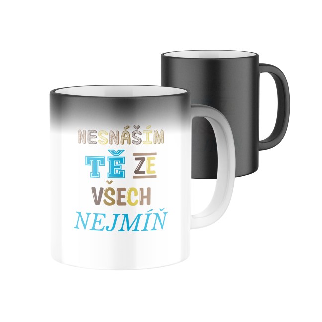 Hrnek s potiskem Nesnáším tě ze všech nejmíň