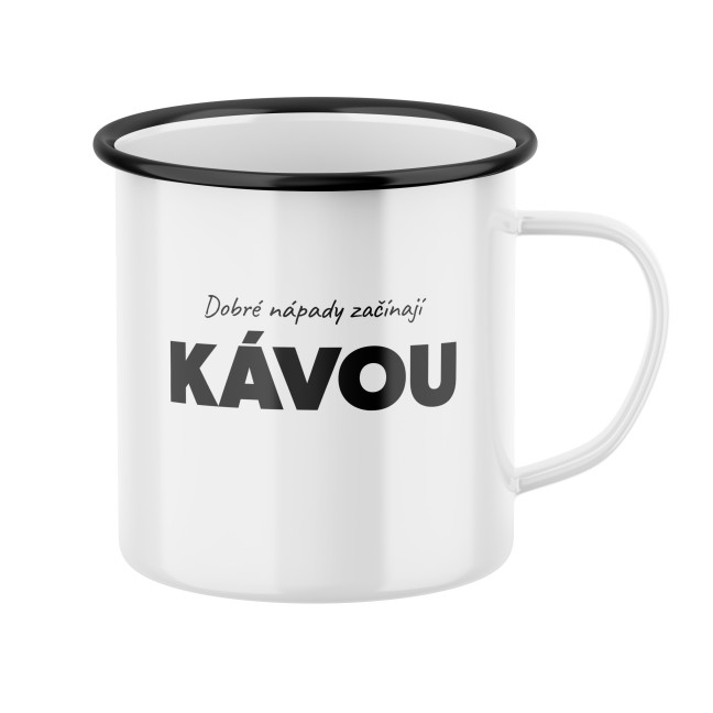 Hrnek s potiskem Dobré nápady začínají kávou