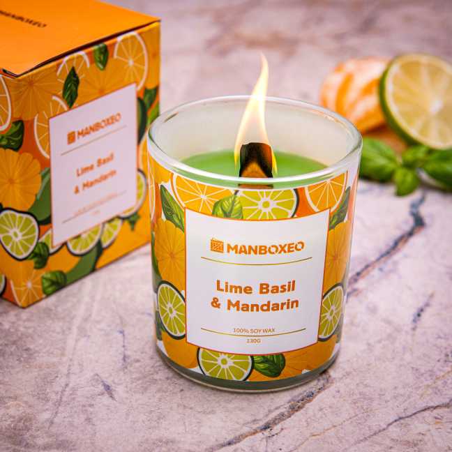 Svíčka ve skle retro - Limetková bazalka & Mandarínka 130 g