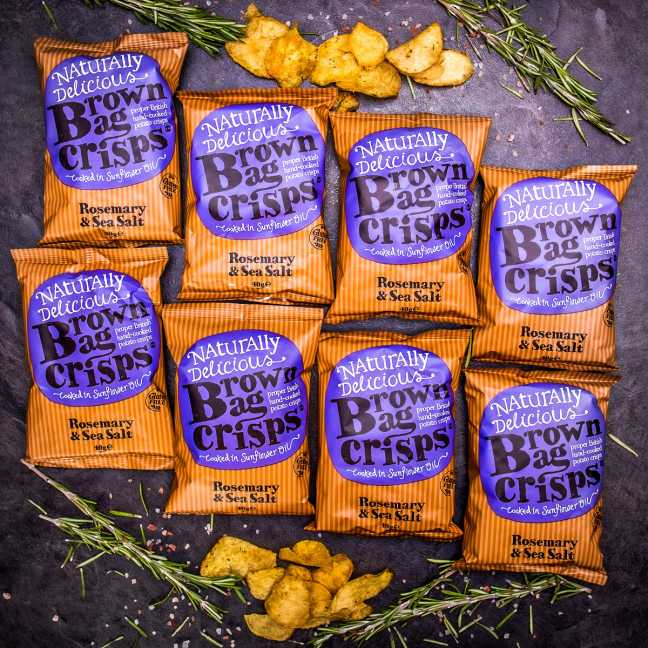 Brambůrky Brown Bag Crisps - rozmarýn a mořská sůl 40 g