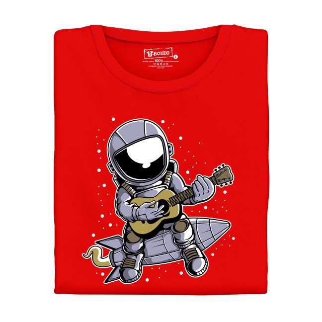 Tričko s potiskem “Astronaut na raketě s kytarou”