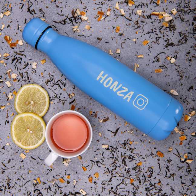Termoska z nerezové oceli - světle modrá s gravírováním 350 ml