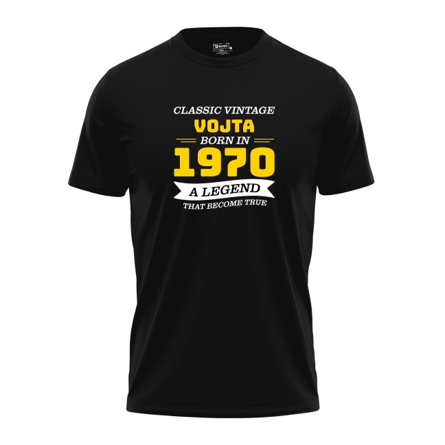 Pánské tričko s potiskem “Classic Vintage” s vlastním jménem a rokem narození