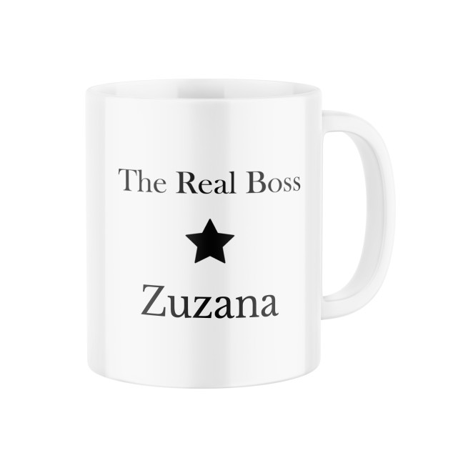 Keramický hrnek s potiskem "The Real Boss" se jménem