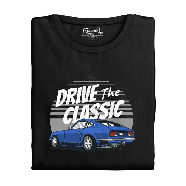 Pánské tričko s potiskem “Ride the Classic, modrá korveta"