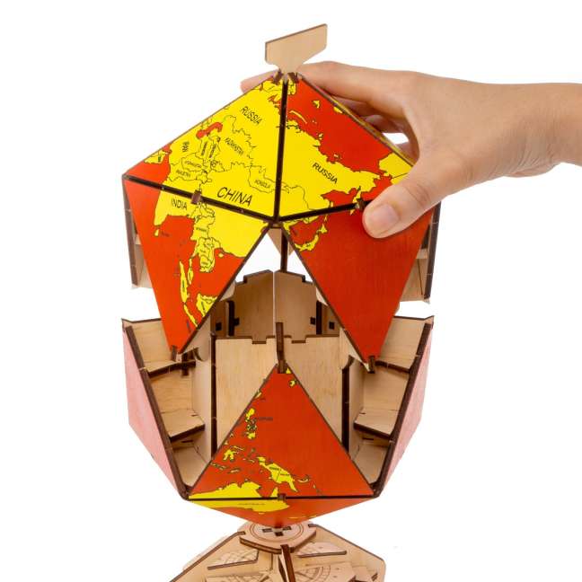 3D dřevěná stavebnice – Červený dvacetistěnný globus