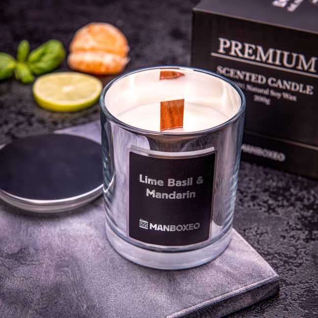 Svíčka se zlatým víčkem - Limetková bazalka & Mandarínka 200 g