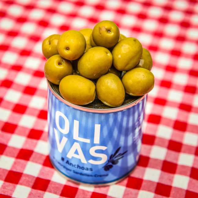 Zelené olivy Olivas Anchoas plněné ančovičkami 80 g