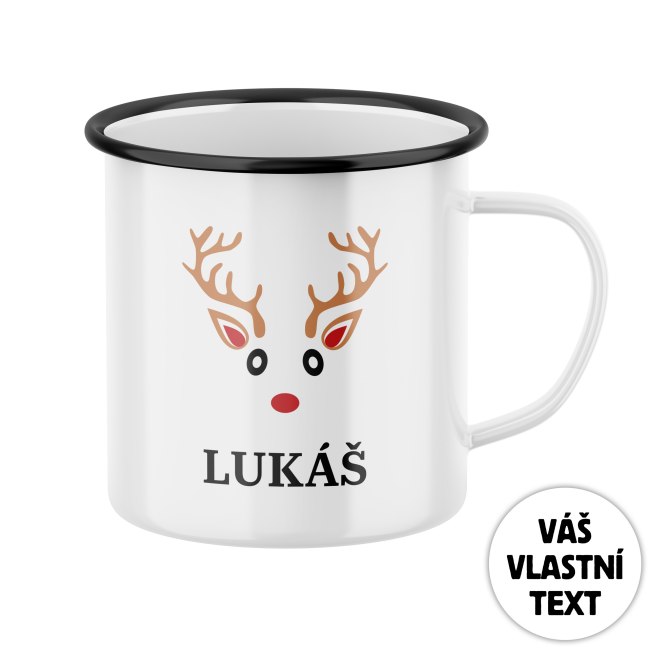 Plecháček s potiskem Vánoční sobík - bílý se jménem