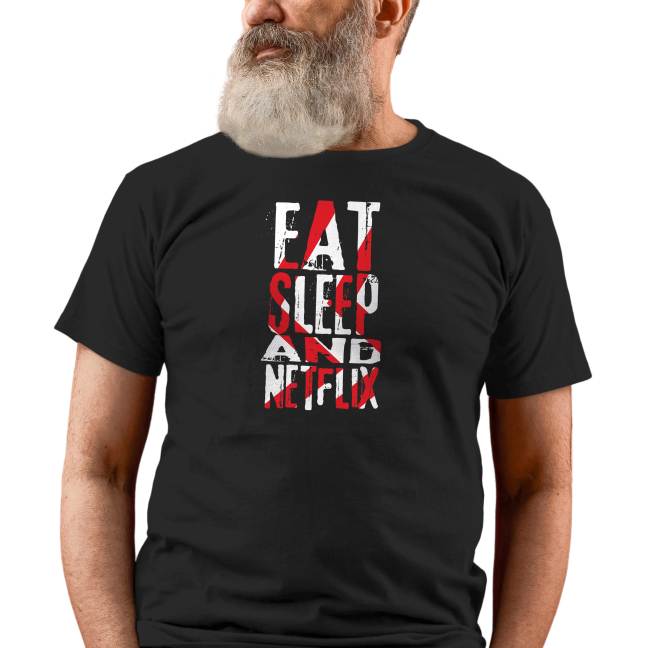 Pánské tričko s potiskem “Eat, Sleep and Netflix"