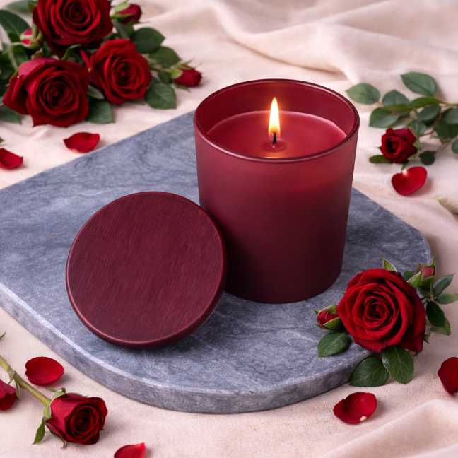 Červená vonná svíčka v krabičce 130g  - ROSE