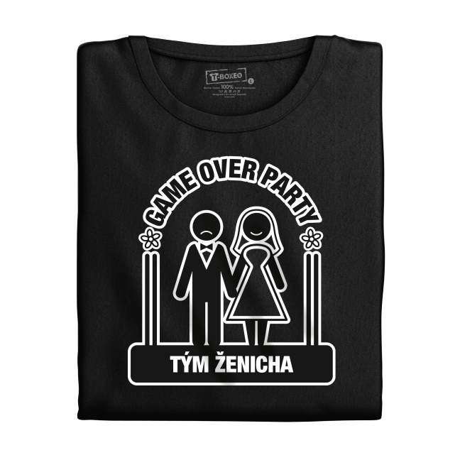 Pánské tričko s potiskem “Game over party – tým ženicha”