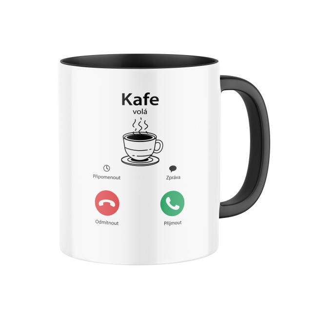Hrnek s potiskem Kafe volá