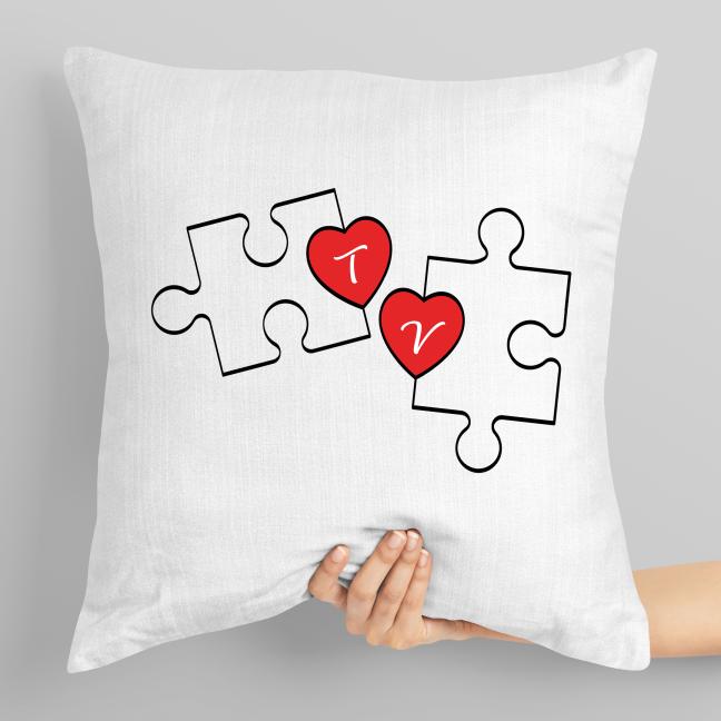 Polštář s potiskem zamilované puzzle