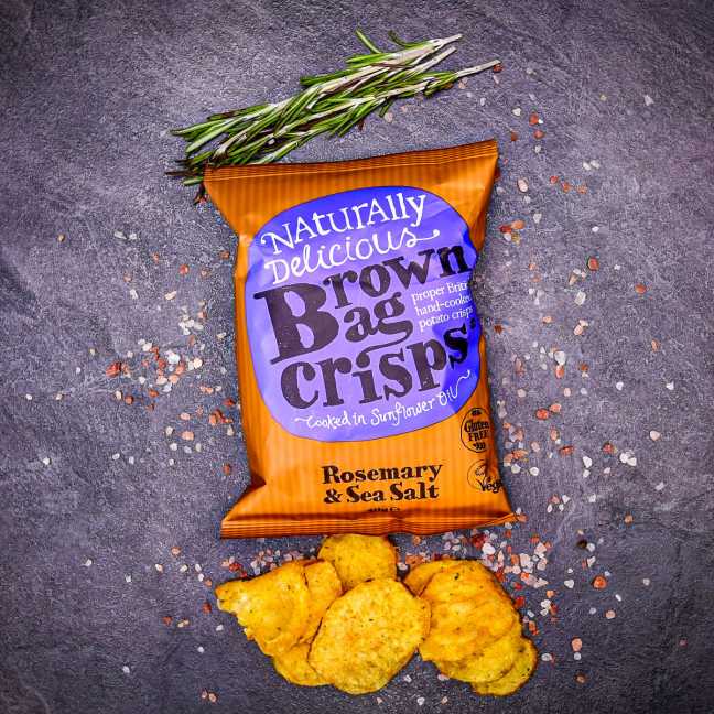 Brambůrky Brown Bag Crisps - rozmarýn a mořská sůl 40 g