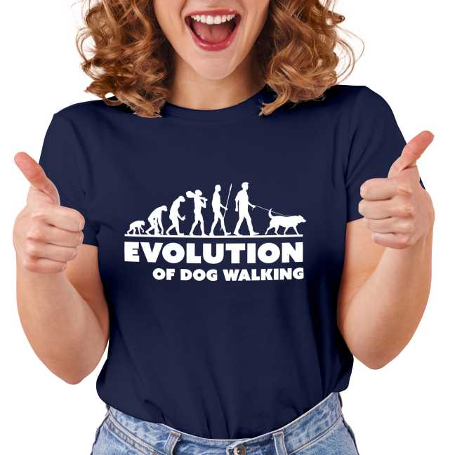 Dámské tričko s potiskem "Evolution of Dog walking"