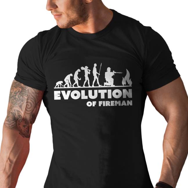 Pánské tričko s potiskem "Evolution of Fireman"