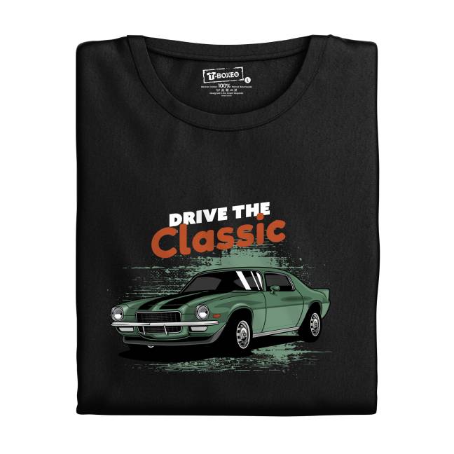 Pánské tričko s potiskem “Ride the Classic, zelený Mustang"