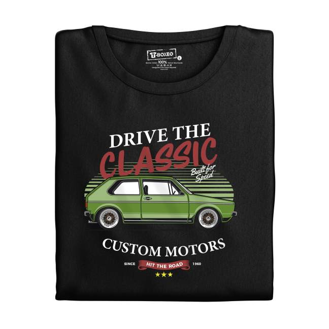 Pánské tričko s potiskem “Ride the Classic, zelené auto"