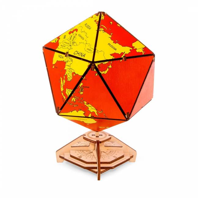 3D dřevěná stavebnice – Červený dvacetistěnný globus