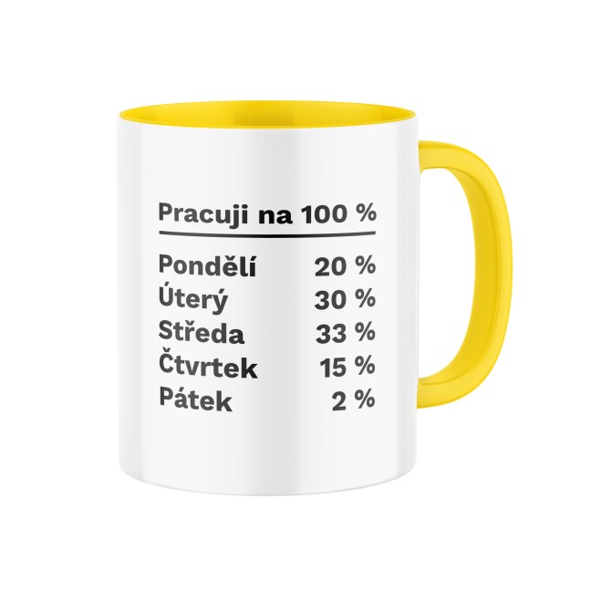 Keramický hrnek s potiskem Pracuji na 100 %