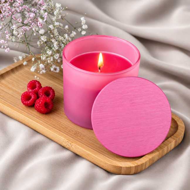 Růžová vonná svíčka v krabičce 200g - MIXED BERRY