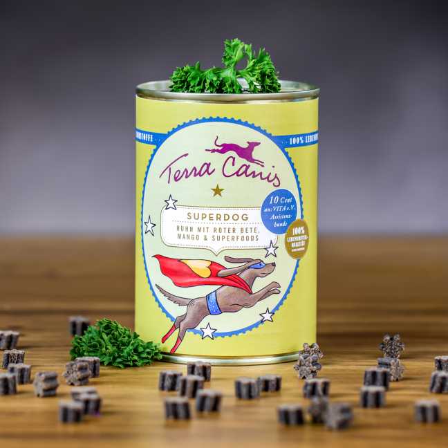 Terra Canis Konzerva Superdog Kuře s červenou řepou, mangem a superfoods 400 g