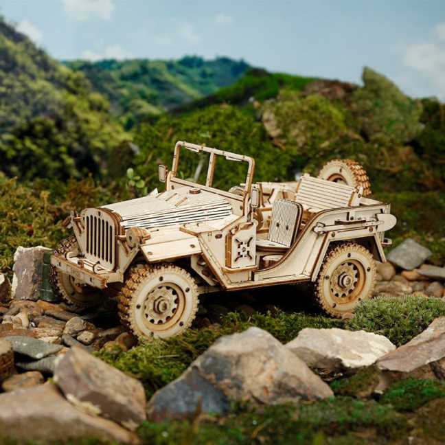 3D dřevěná stavebnice – Vojenský jeep